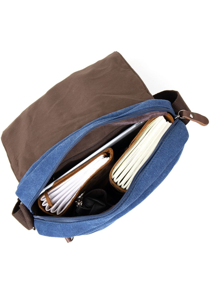 Сумка листоноша текстильна з кишенями на блискавці для синіх подорожей (sku_20606) No Brand (328922564)