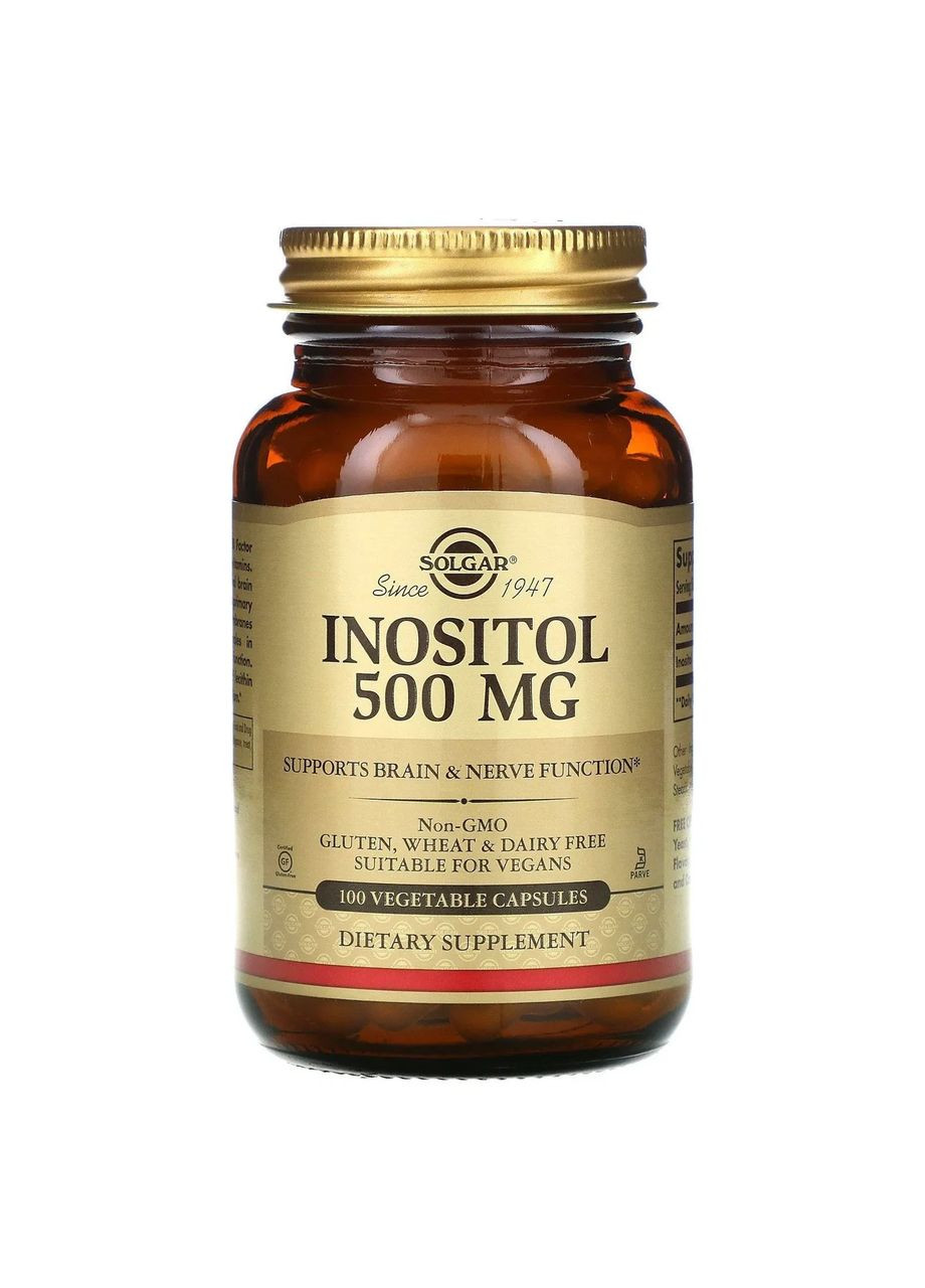 Інозитол Inositol 500 мг 100 вегетаріанських капсул Solgar (361117123)