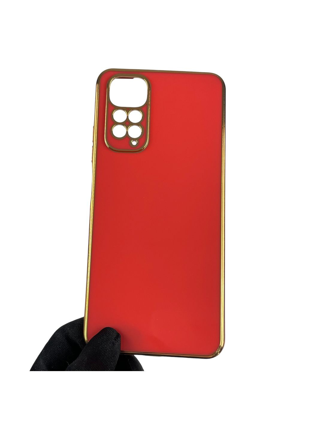 Чохол для Redmi Note 11S глянсовий із золотою окантовкою із захистом камери на сяомі редмі нот 11с червоний Xiaomi (366019420)