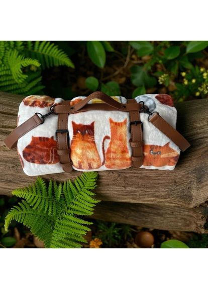 Плед флісовий тревел Котики 88183 150х200 см бежевий Love You (365435077)