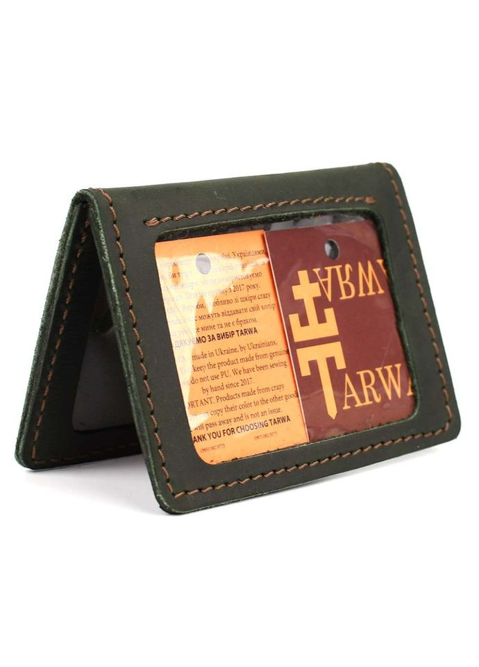 Обложка кожаная для удостоверения, ID паспорта, прав RE-0114-4sa зеленый TARWA (304533855)