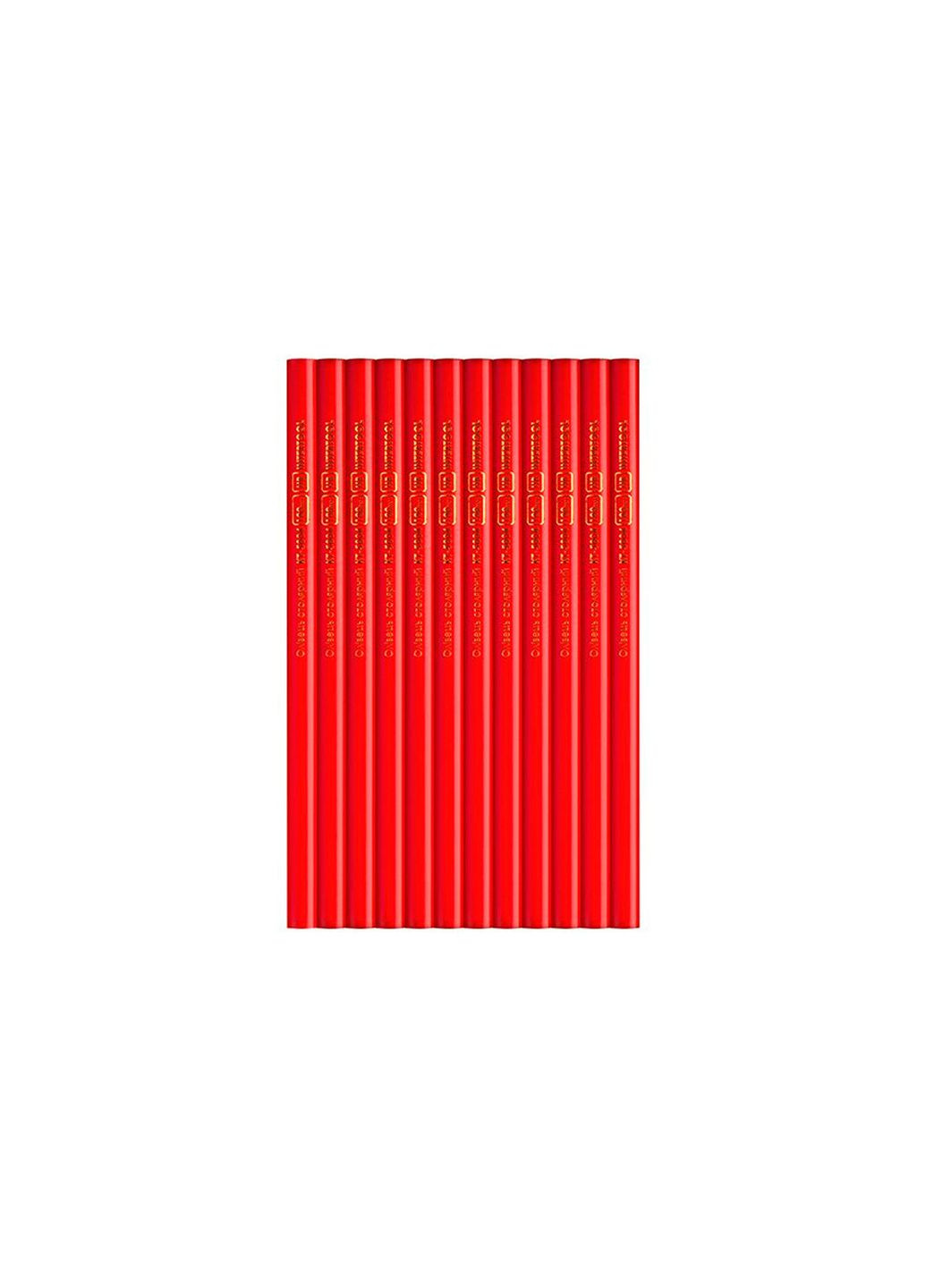 Олівець будівельний столярний 180 мм овальний для різних покриттів червоний (12 шт.) Intertool (332203878)