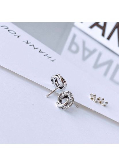Серебряные серьги Пандора кульчики "Семья всегда" 291076C01 Kabluchka (355346285)