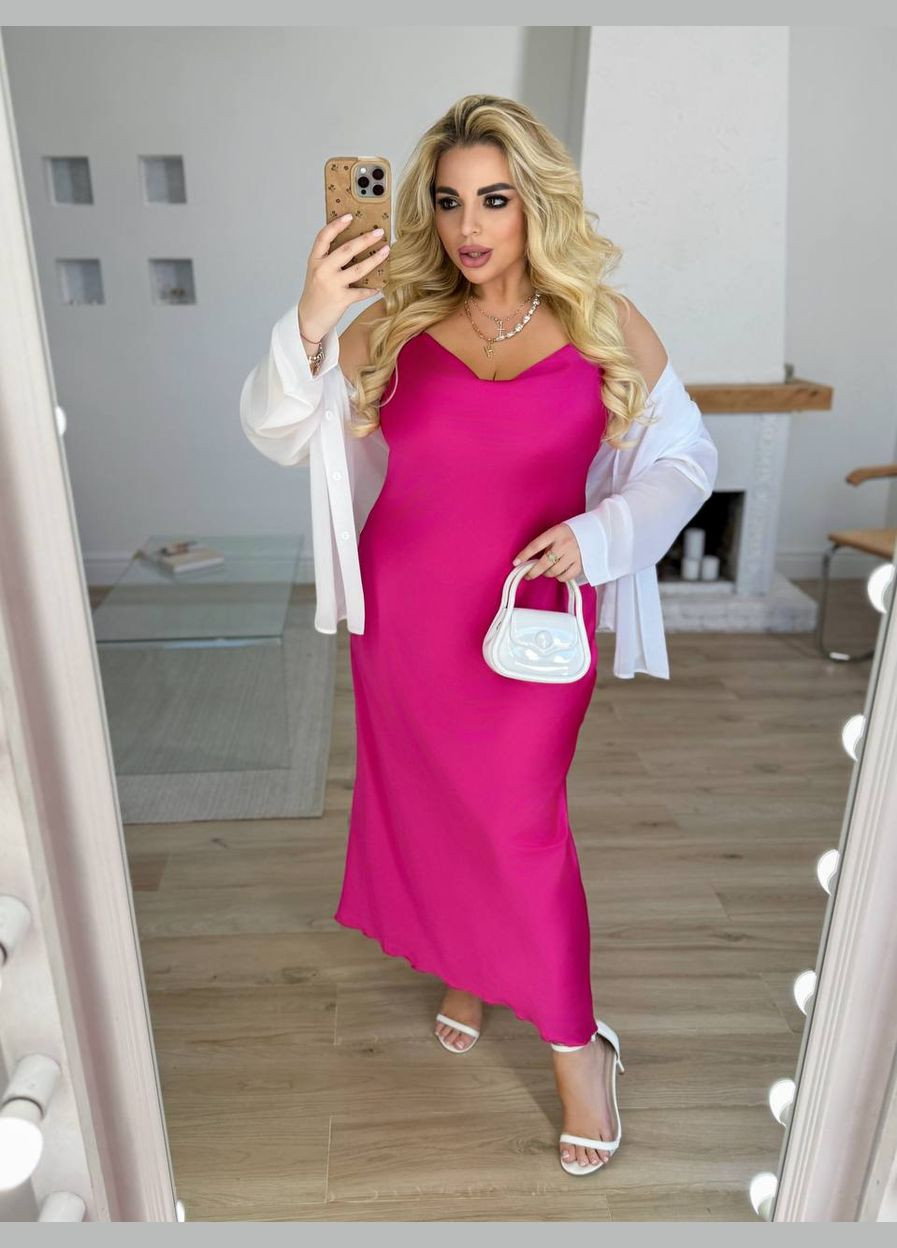 Малиновое кэжуал платье-комбинация платье-комбинация No Brand однотонное