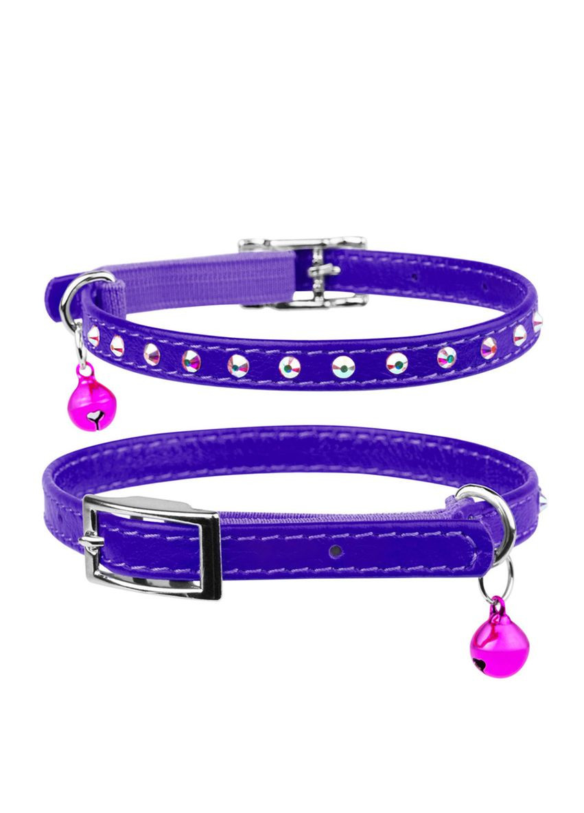 Ошейник Glamour с резинкой, клей.стразами для кошек (ширина 9мм, длина 22-30см) фиолетовый WAUDOG (332879915)