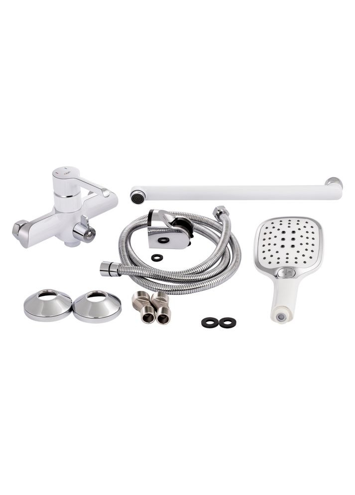 Смеситель для ванны Grand с поворотным изливом (c душевым гарнитуром) QTGRAWCR005 Chrome/White Qtap 005 (346492462)