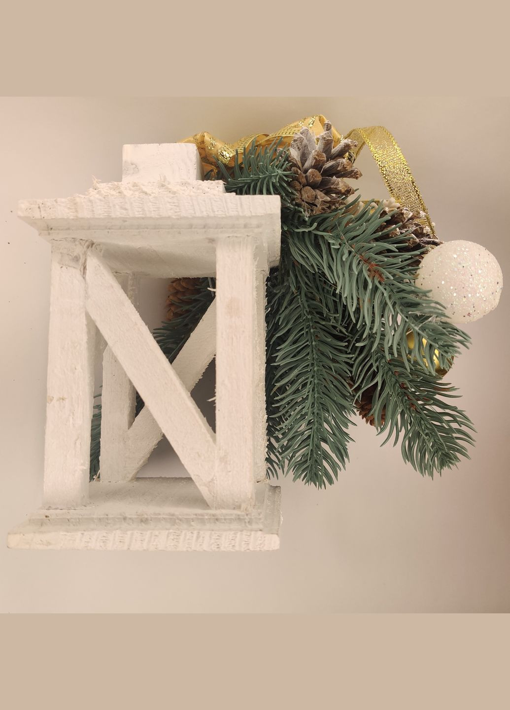Рождественская новогодняя композиция Подсвечник 16см. с Натуральным декором для интерьера, дверей, стола Дизайнерская Vela (273469387)