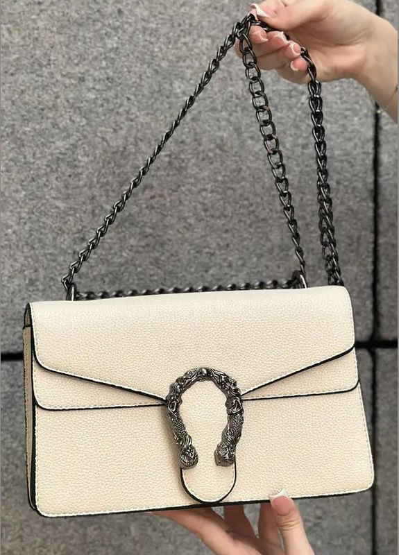 Женская белая классическая сумка 5854 кросс-боди с железной подковой No Brand (303323097)