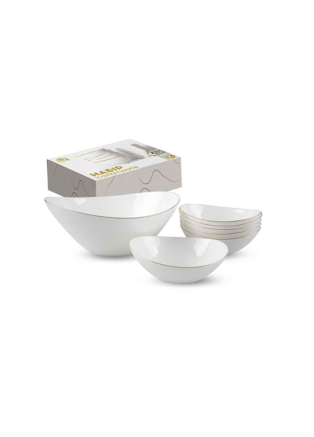 Набір салатників 7шт 30098-06 золотий кант (1-1,8л, 6- 400мл) SNT (366816347)