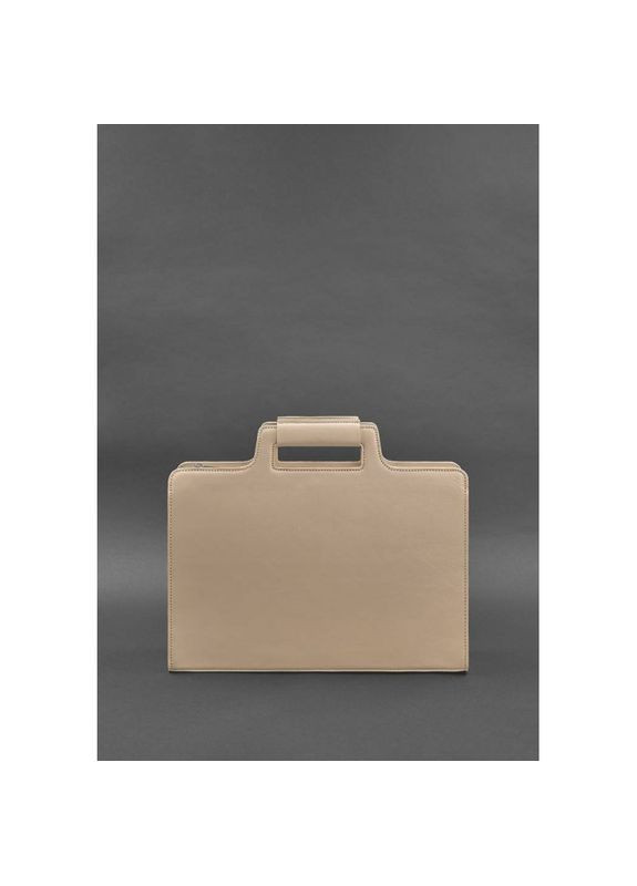 Сумка жіноча шкіряна через плече для ноутбука та документів світло-бежева BlankNote (302008068)