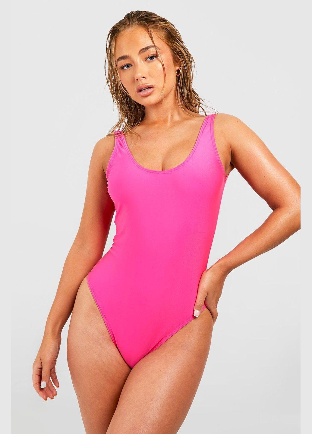 Рожевий літній купальник суцільний Boohoo