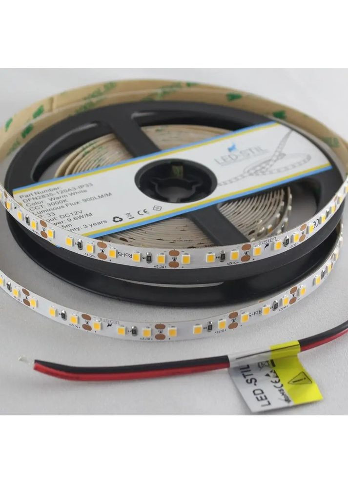LED стрічка 3000K, 9,6 W, 2835, 120 шт, IP33, 12V, 900LM Led-Stil (371777742)