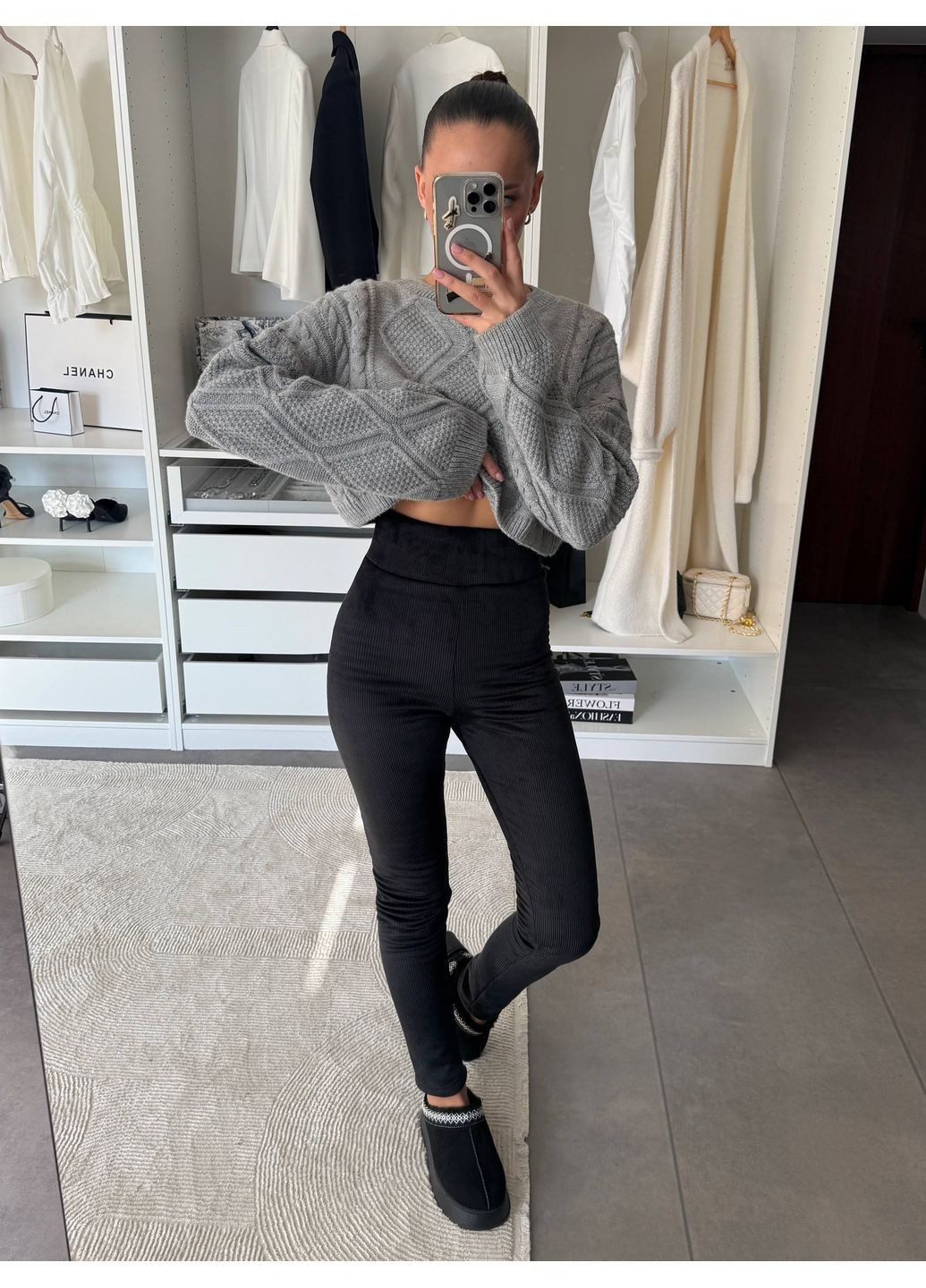 Женские теплые велюровые лосины в рубчик No Brand (369740440)