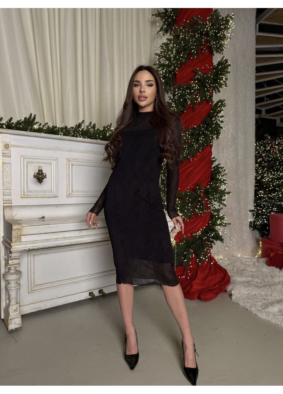 Чорна святковий, вечірня, кежуал жіноча сукня елегантна силуетна Style Point однотонна