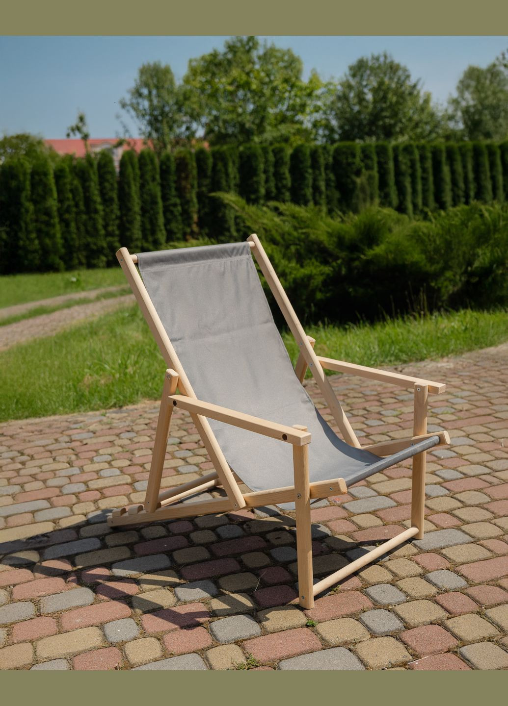 Шезлонг деревянный раскладной с подлокотниками XRmaster Серый No Brand (338438340)