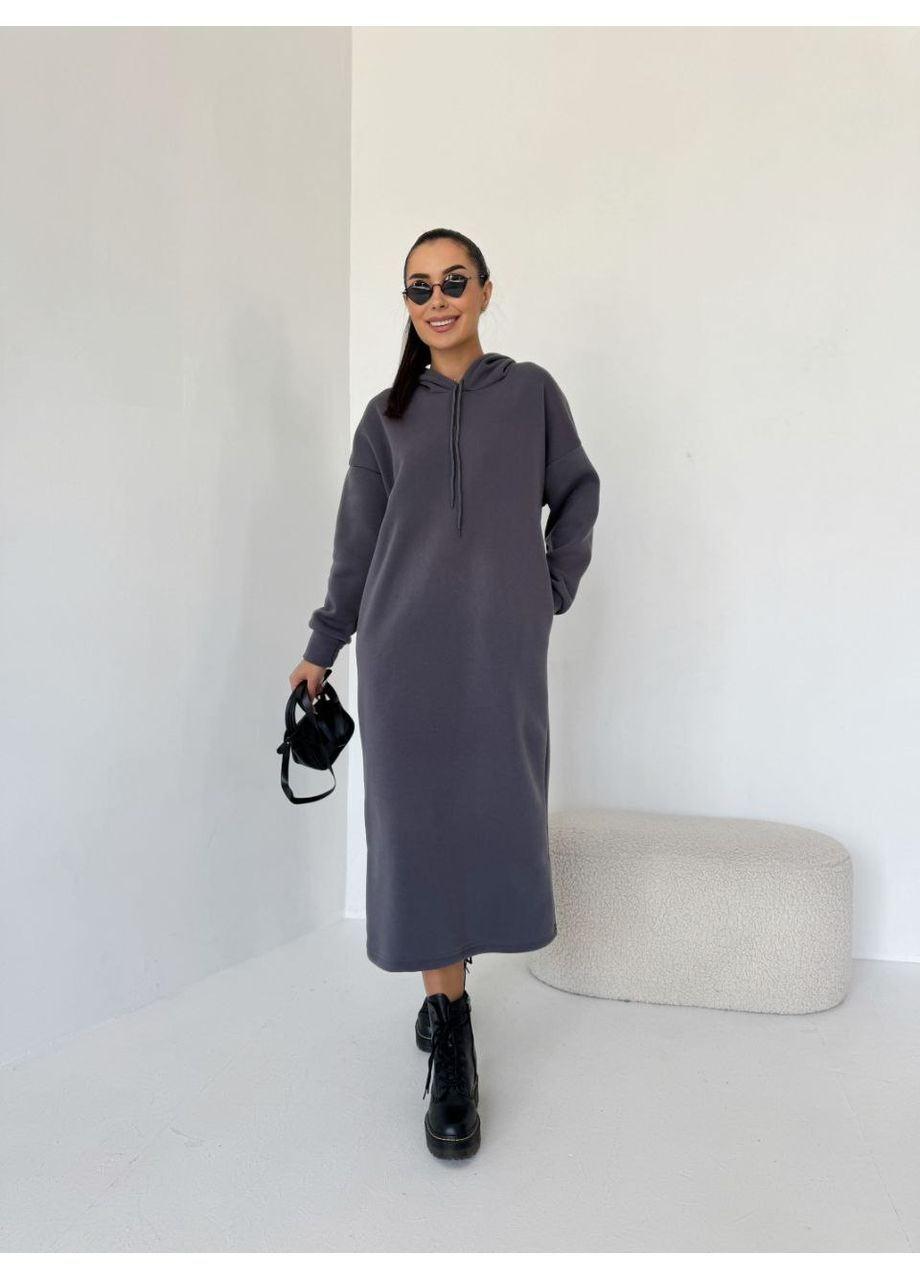 Графитовое теплое платье-худые Fashion