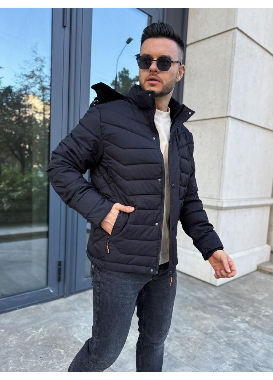 Чорна зимня куртка зимова онікс євро зима,наповнювач холофайбер,капюшон-фліс всередині Україна