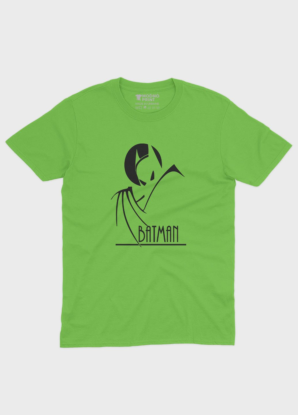 Салатова демісезонна футболка для хлопчика з принтом супергероя - бетмен (ts001-1-kiw-006-003-018-b) Modno