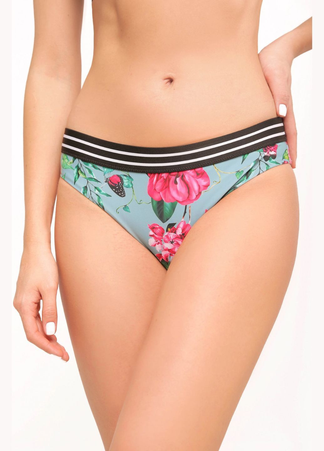 Бірюзовий демісезонний жіночий купальник роздільний в квіточки Anabel Arto