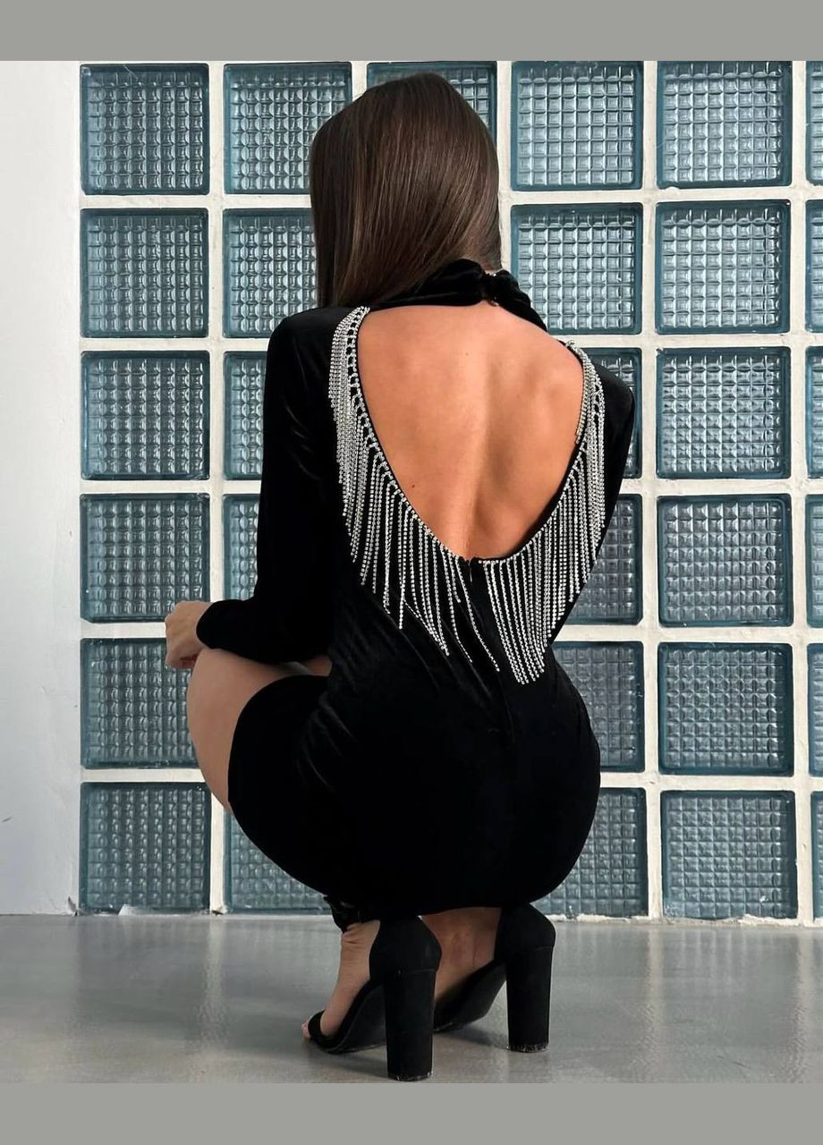 Черное праздничный, коктейльное, деловое, откровенный, кэжуал, джинсовое, вечернее платье женское No Brand однотонное