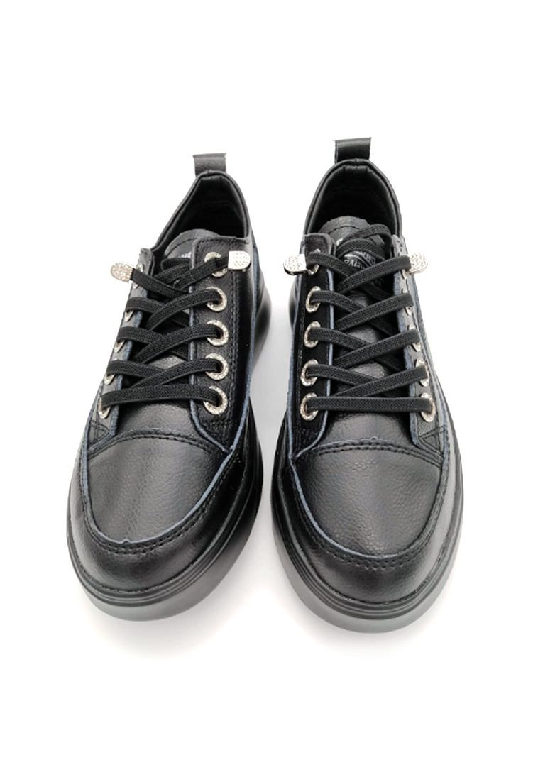 Черные женские кожаные черные кеды. Fashion