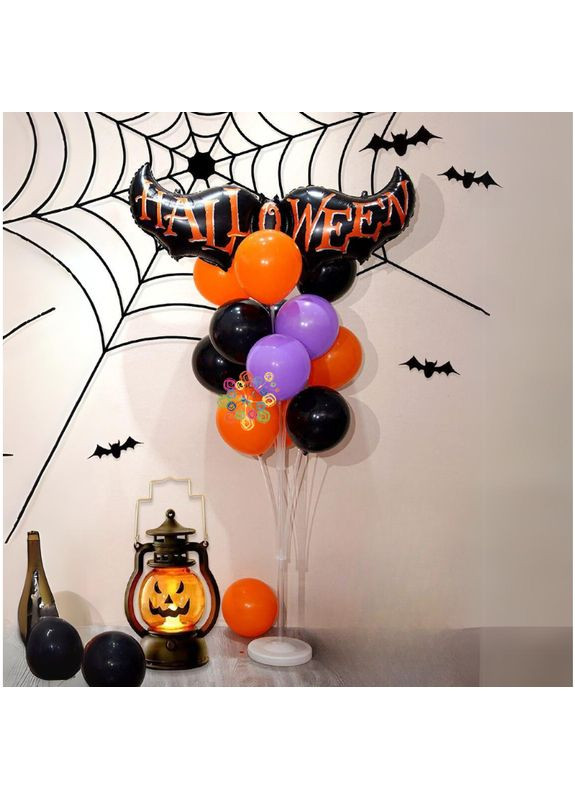 Набір 13 куль зі стійкою Хелловін Крила кажана Помаранчевий і Чорний No Brand (358932823)