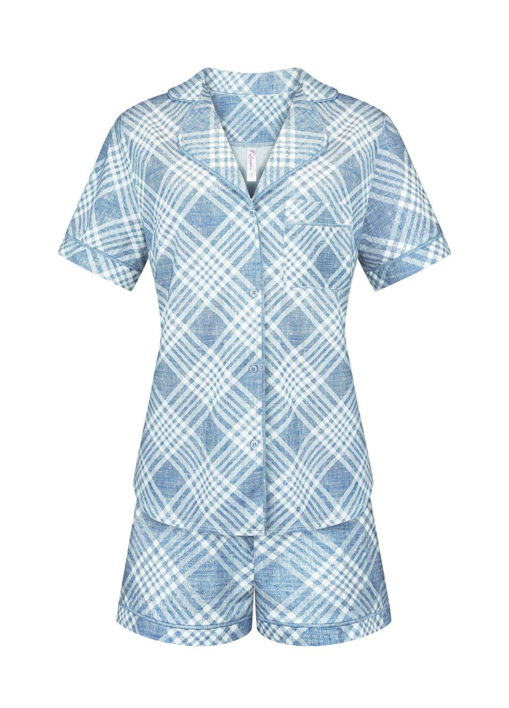 Голубая всесезон пижама женская "assorty" рубашка + шорты Roksana