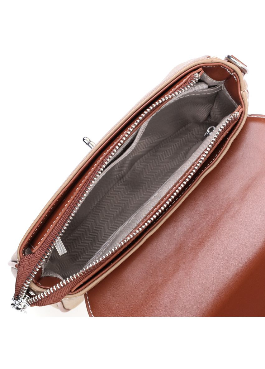 Сумка женская через плечо с фактурным клапаном кожаная 22620 Бежевая Vintage (302007655)