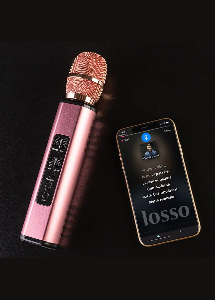 Караоке мікрофон K6 Premium рожеве золото (стерео) Losso (327041508)