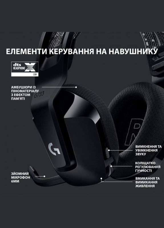 Гарнітура G733 Black (981-000864) Logitech (336953054)