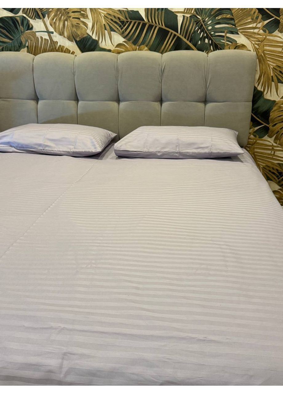 Комплект постільної білизни двоспальний No Brand сірий страйп (370864753)