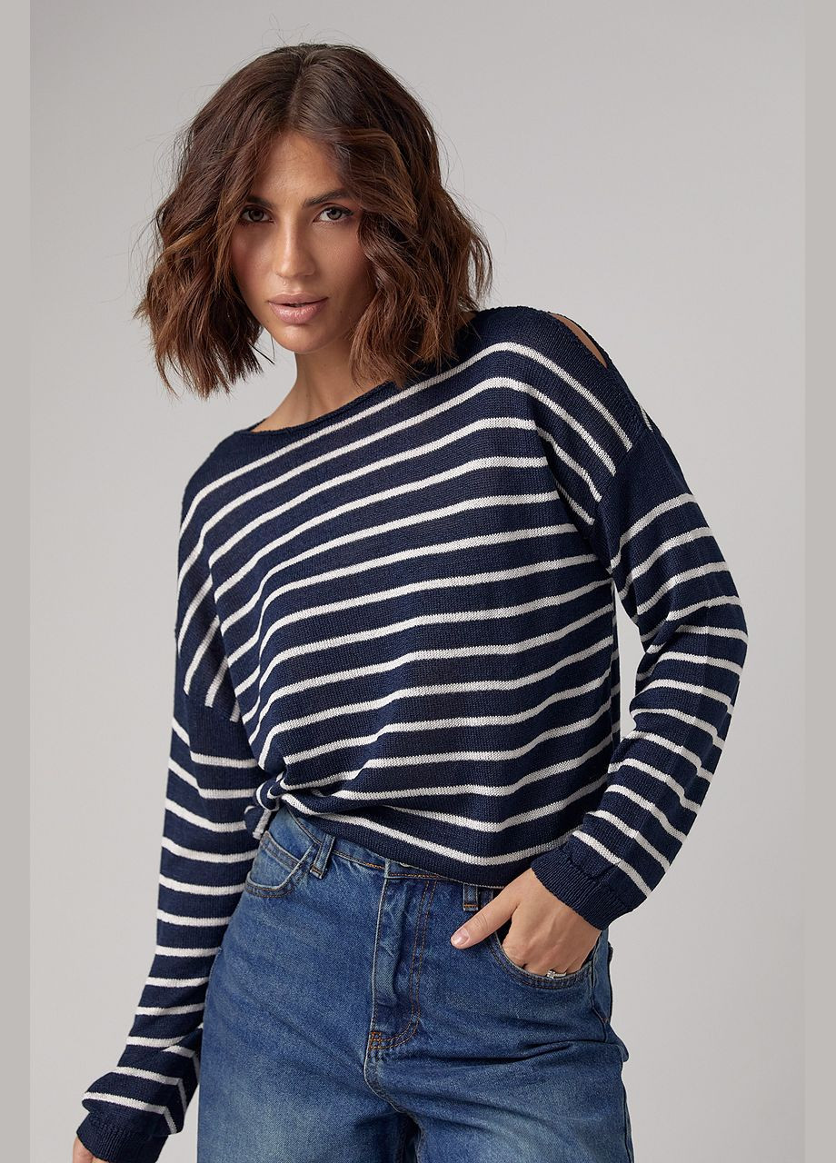 Жіночий смугастий лонгслів із розрізами на плечах Lurex (298730301)