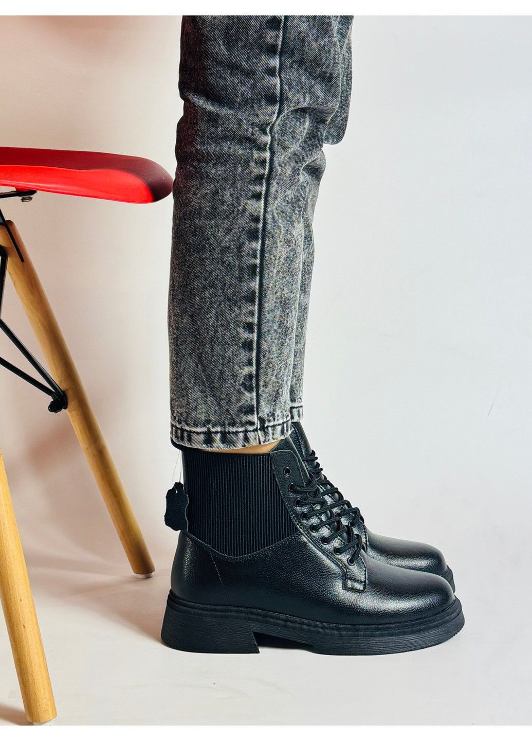 Зимние 253 ботинки зимние черные кожаные Hengji