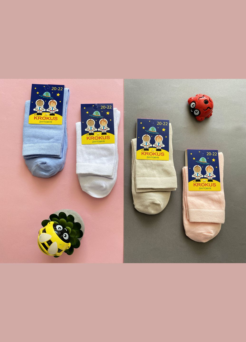 Комбіновані шкарпетки дитячі, високі. однотонні. комплект з 3х пар для дівчаток. колір: кольоровий мікс. Крокус однотонні (336551240)