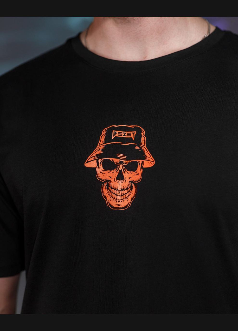 Оранжевая футболка skull черный BEZET