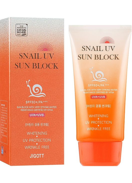 Крем солнцезащитный с муцином улитки Snail UV Sun Block SPF 50+/PA+++ 70 мл (8809541280979) Jigott (349754921)