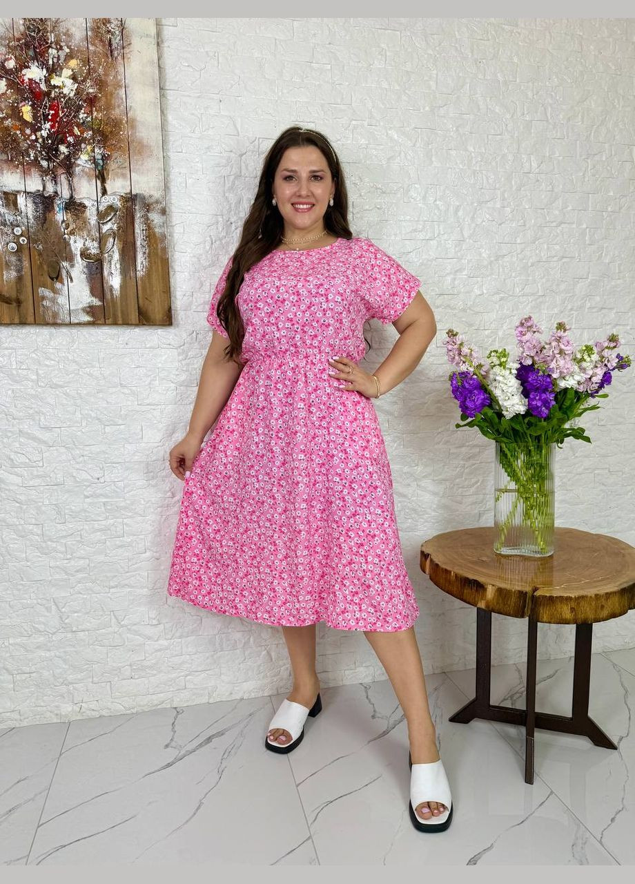 Рожева плаття подовжене літнє Україна з квітковим принтом