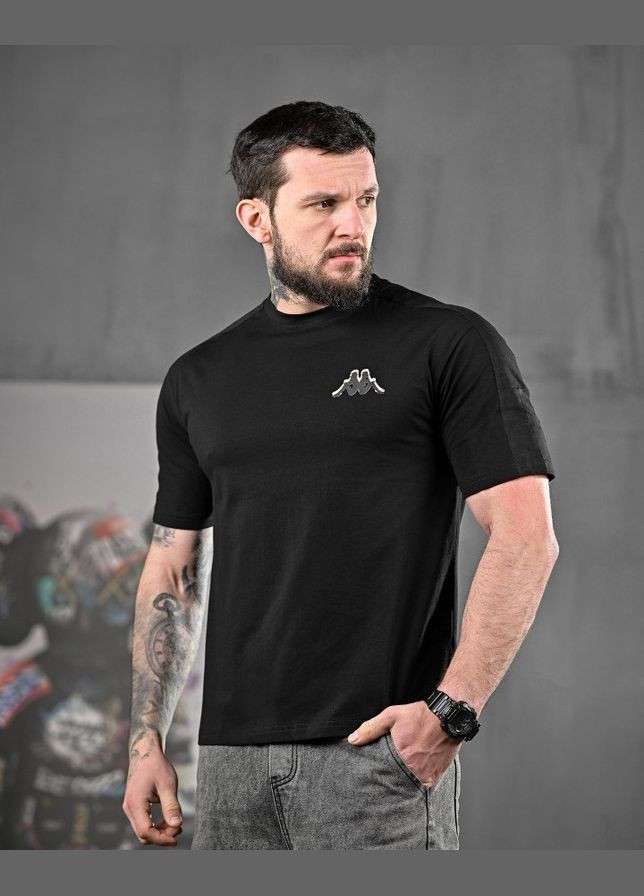 Черная мужская летняя футболка kappa кулир черная Freedom