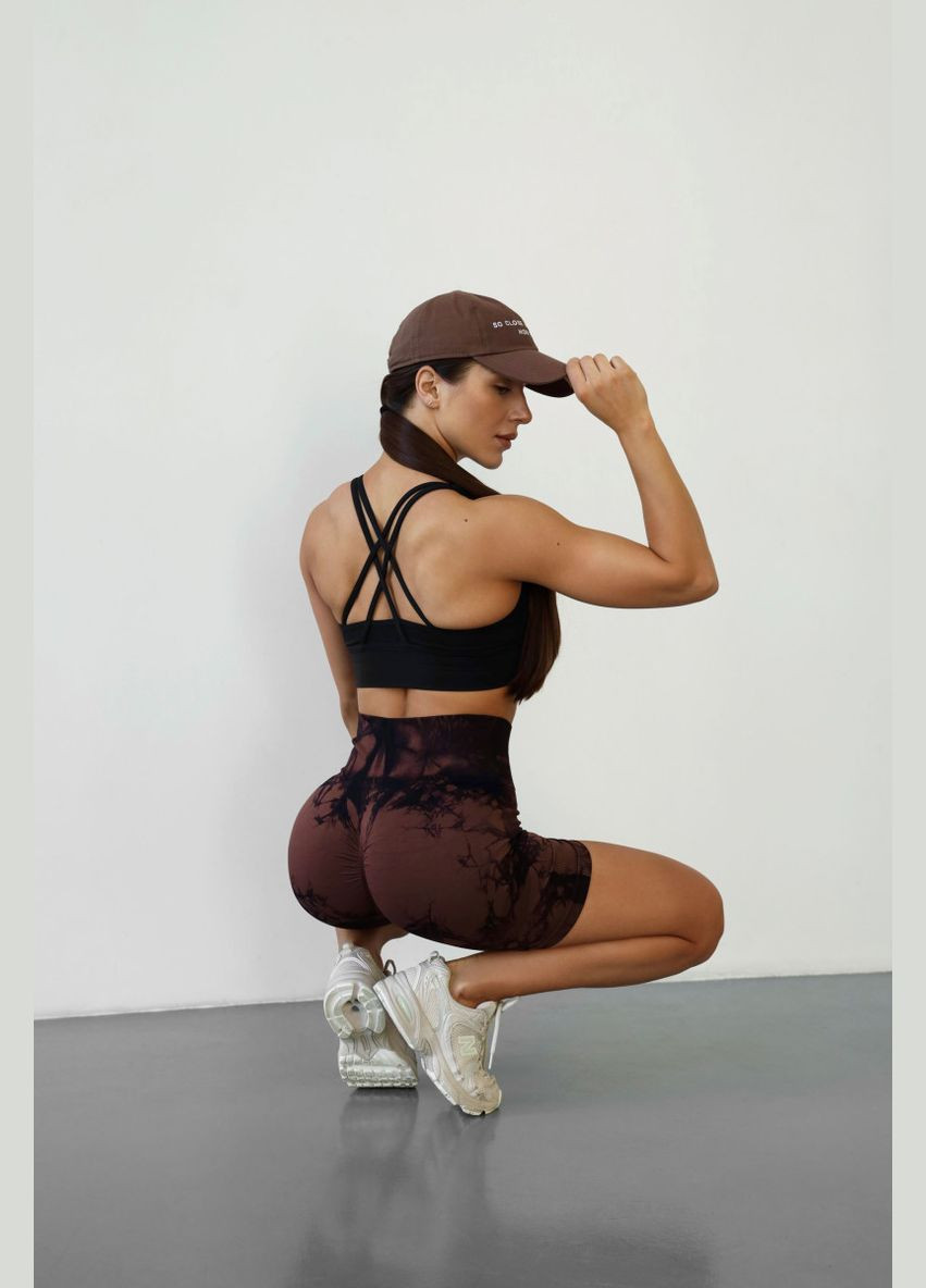 Велосипедки-шорты женские с пуш-ап TieDye 18883 L коричневые Fashion (336874069)