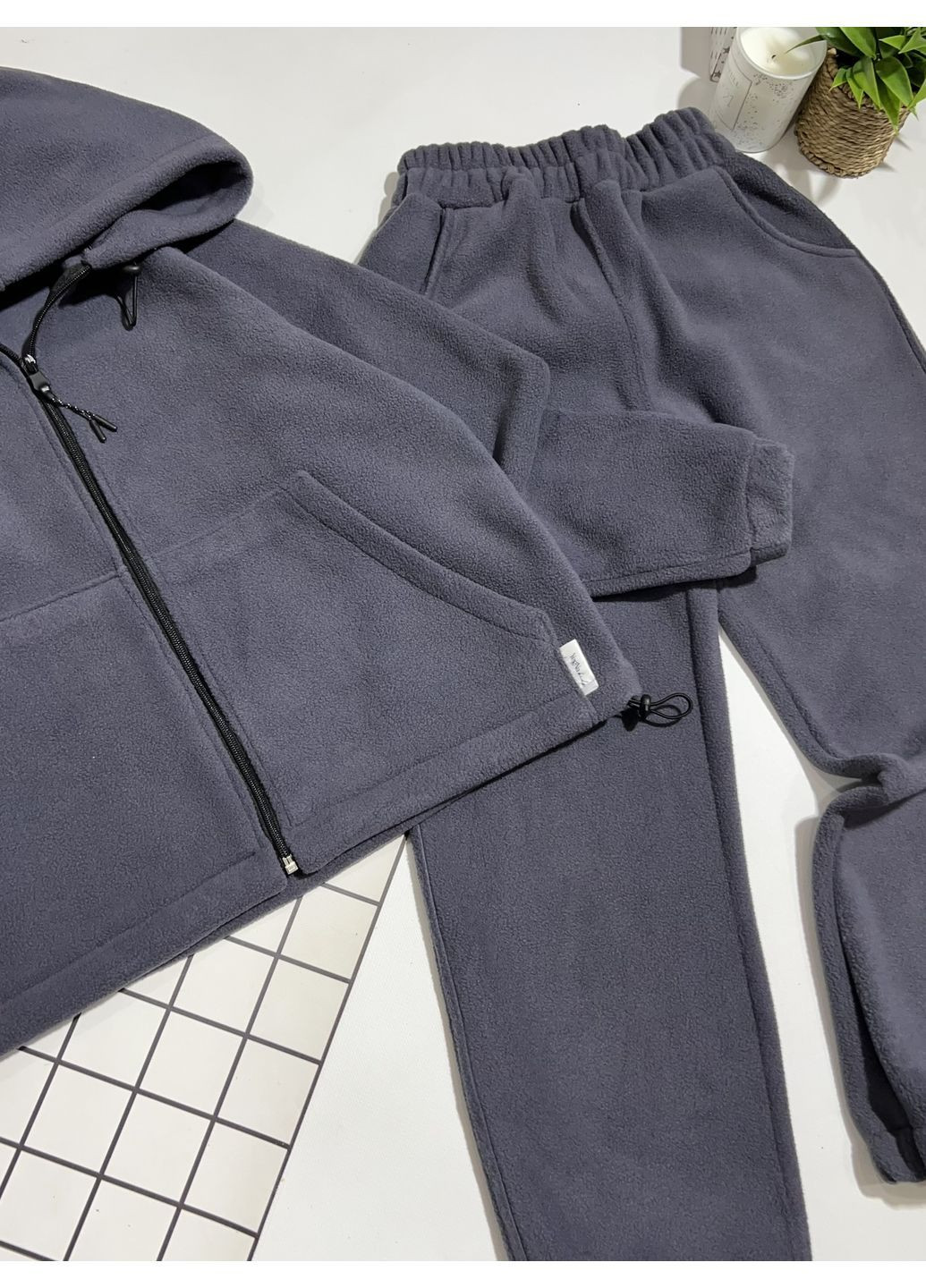 Серый флисовый костюм для мальчиков/подростков No Brand