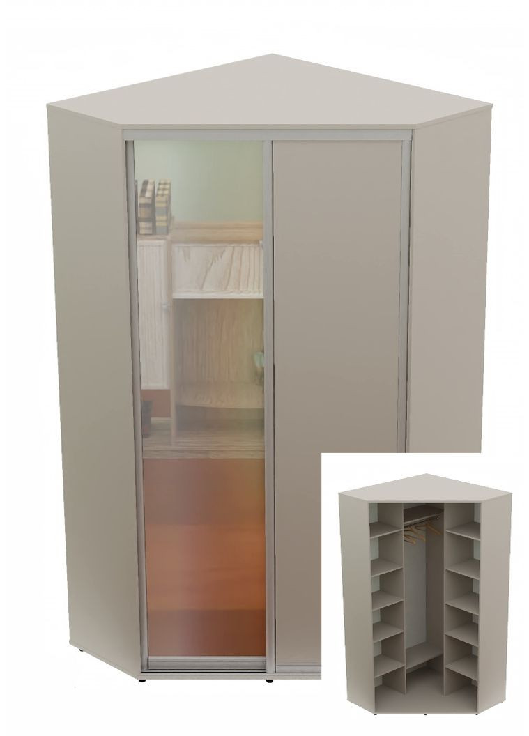 Шафа-купе дводверна кутова 140*140*250 Кашемір ДСП/Дзеркало Угол-4 Алекса (360469803)