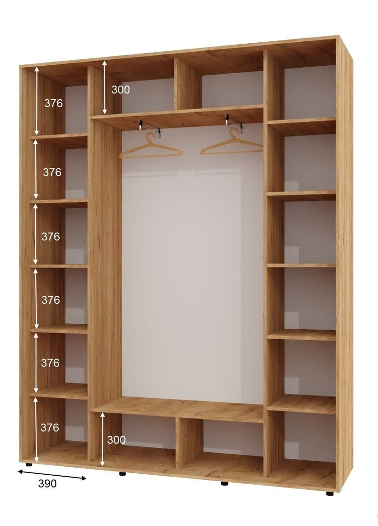 Шафа-купе тридверна 200*45*220 см Дуб крафт золотий 3 двері ДСП + Дзеркало + ДСП ШК-05 Алекса (356774158)