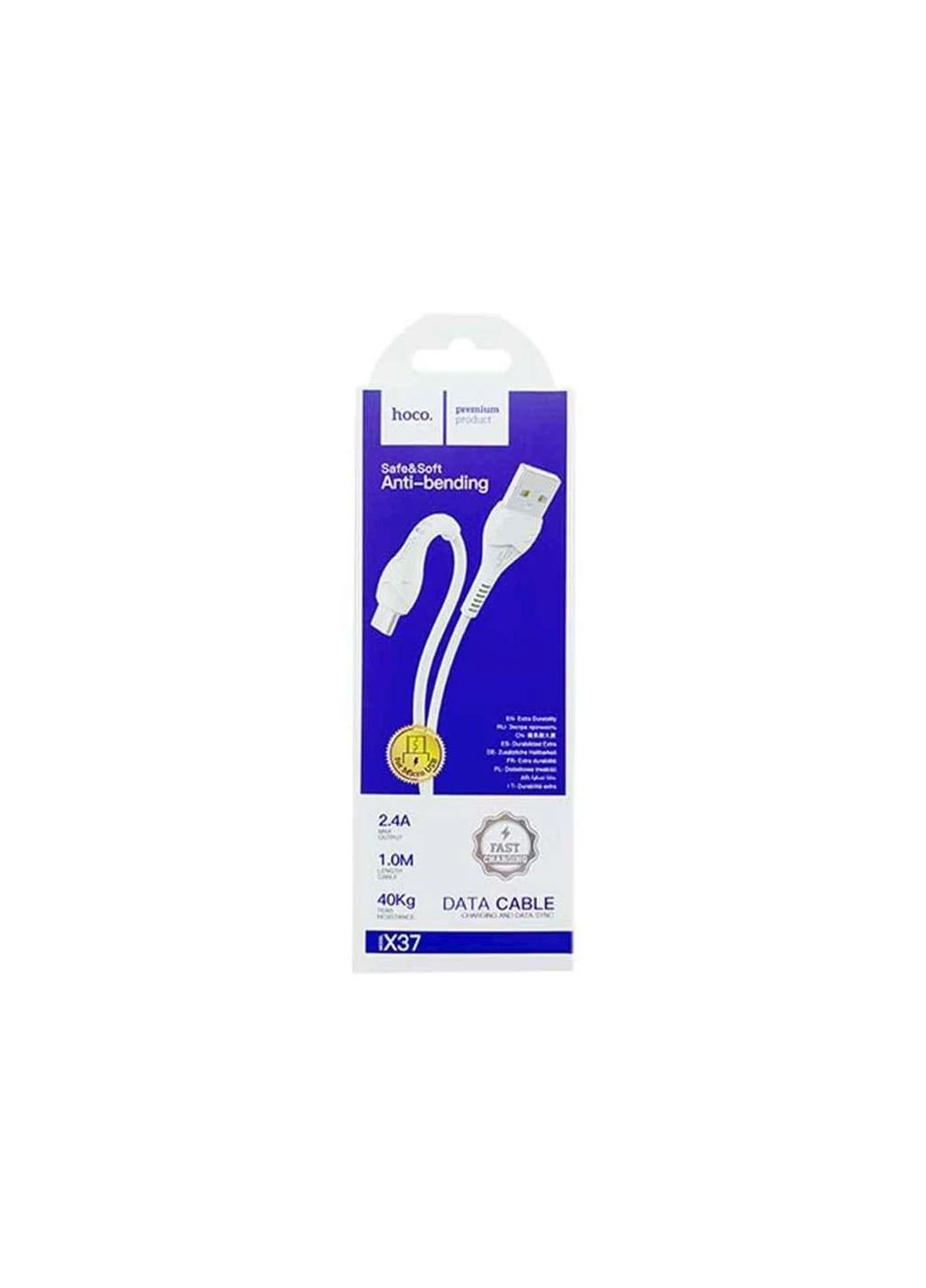 Кабель microUSB X37 2,4А 1м ТМ Hoco (315138969)