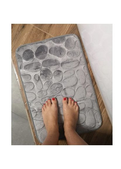 Коврик в ванную комнату прямоугольный с эффектом памяти антискользящий на прорезиненной основе 40х60 см Серый 01463 No Brand (367959455)