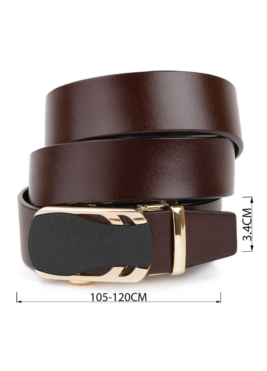 Ремінь чоловічий з золотистою пряжкою автомат 20323 Коричневий Vintage (329149959)