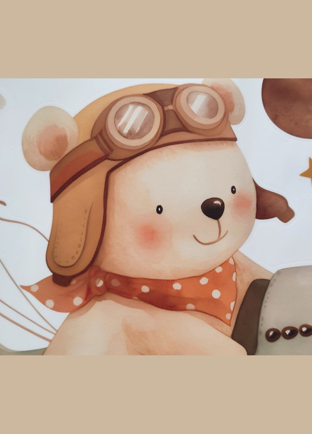 Вінілові наклейки на стіну Ведмедик на літаку (лист 30 х 60 см) Б438-12 BRUP (302241749)