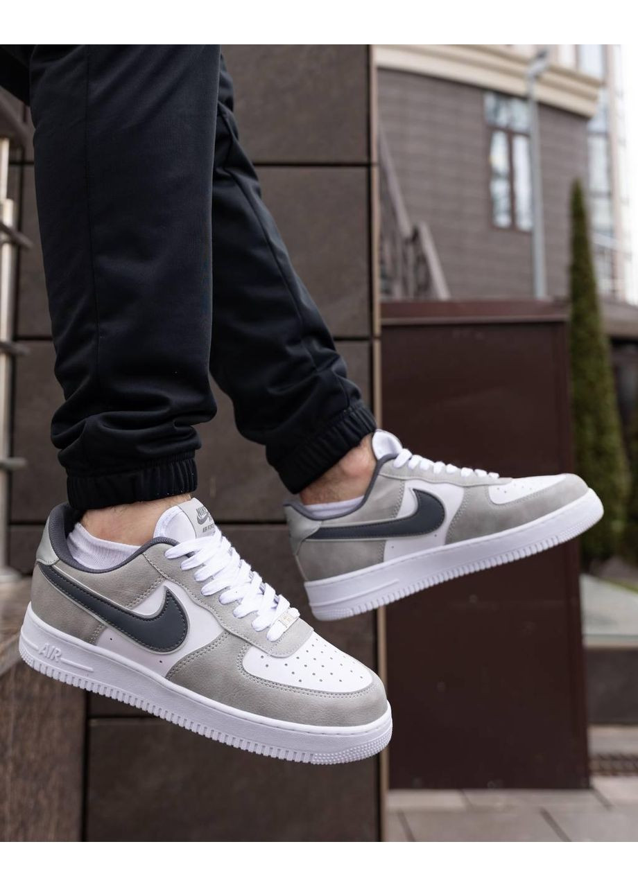 Білі Зимовий кросівки чоловічі nike air force white silver найк аір форс 1 преміум No Brand