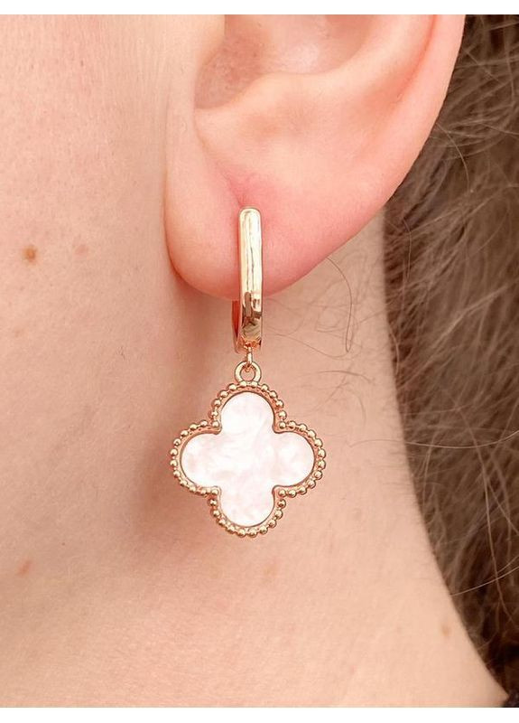 Позолочені Сережки "Конюшина" + Ланцюжок (Кольє) 40см-45см. Позолота No Brand (364502953)