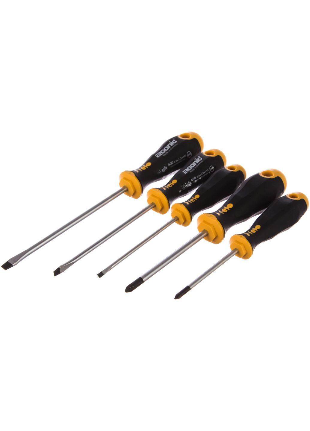 Набір викруток Ergonic 4.0х100/5.5х125/6.5х150/Ph1x80/Ph2x100, CrMoV сталь 40095118 (11113) Felo (295041406)