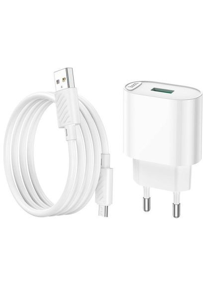 Зарядное устройство для (6931474784827) Hoco C109A Fighter USB QC3.0 + cable Micro 5P White (370017200)